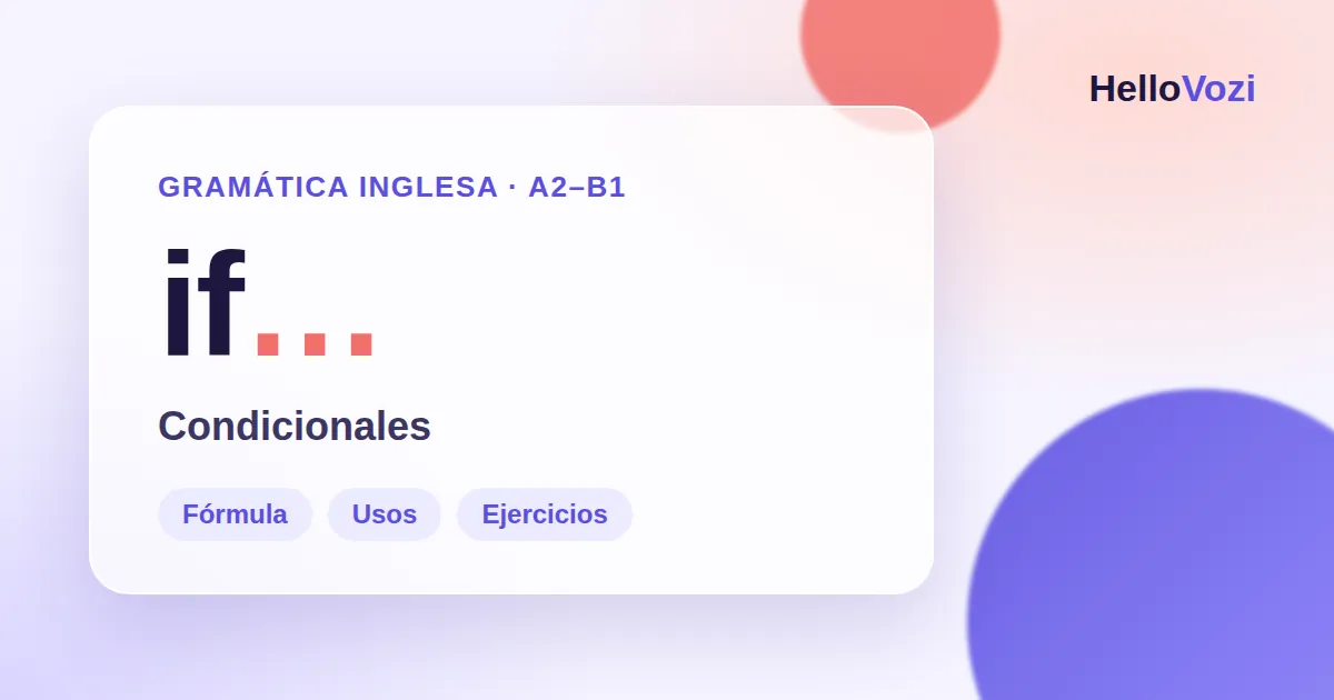 Ilustración: condicionales en inglés, nivel A2–B1