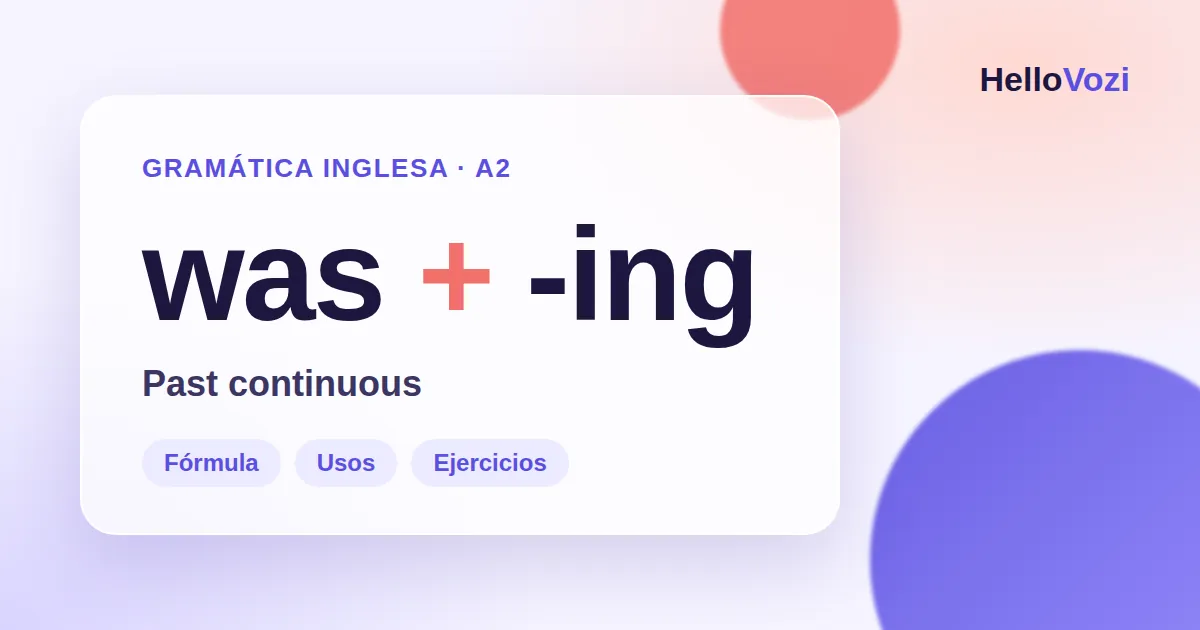 Ilustración: past continuous en inglés, nivel A2