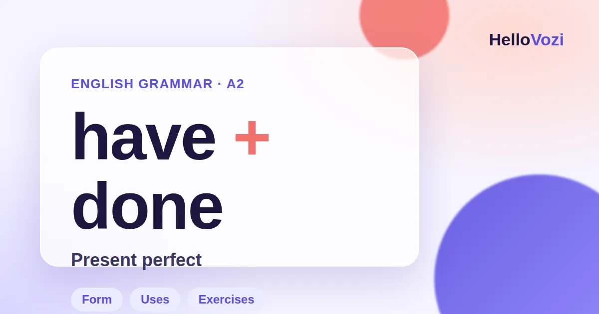 Illustration: present perfect in English, level A2