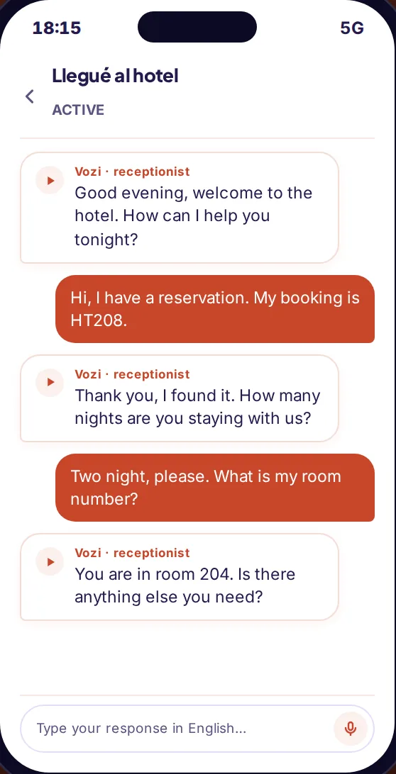 Misión de Vozi Missions en la recepción de un hotel