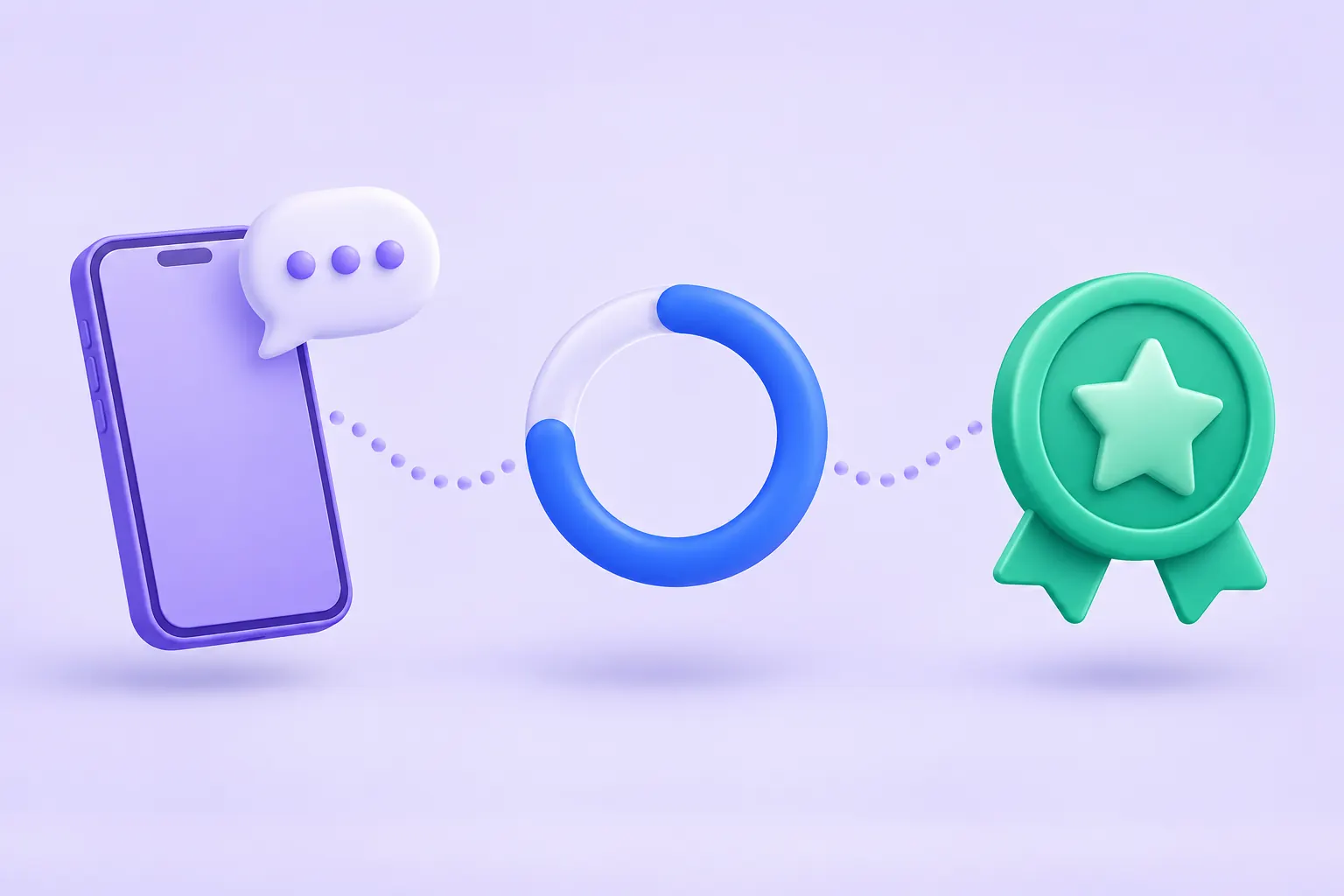Ilustración del recorrido del test: tu celular, tu progreso y tu resultado